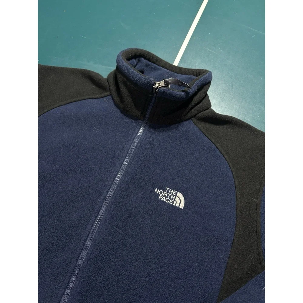 Vintage The North Face Khumbu Jacket Mens Large Navy Black Full Zip Fleece Flaw*